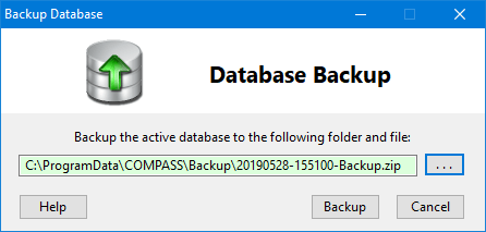 Backup Database Window Backup Database Window