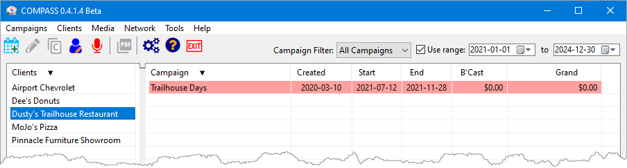Canceled Campaigns Appear with Red Background