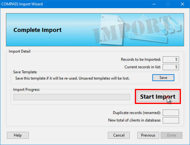 Import Wizard Step 4 -- Completing the Import Import Wizard Step 4 -- Completing the Import