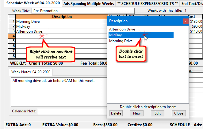 Inserting a Common Description