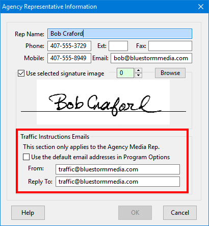 Media Rep Traffic Email Options Media Rep Traffic Email Options