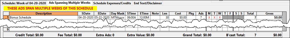 Schedule Spanning Multiple Weeks