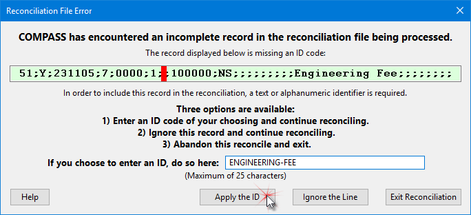 Resolving a Reconciliation File Error