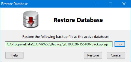 Restore Database Window Restore Database Window