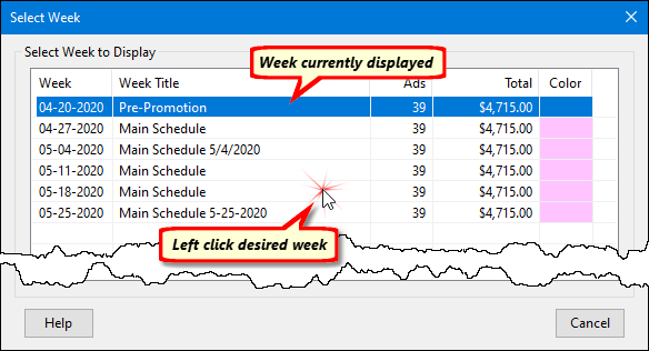 Select Week Window Select Week Window