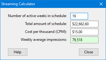 Streaming Calculator